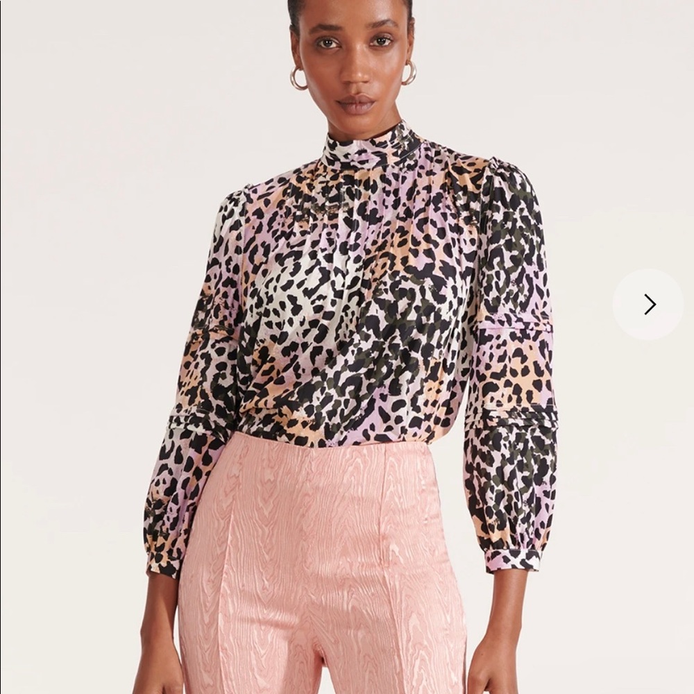 Veronica Beard Lety Watercolor Leopard Top